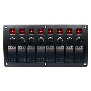 Quality On Off Aluminium Rocker Switch Panel Waterproof 8 Gang 3 Pin Circuit Breaker Overload Protection for sale