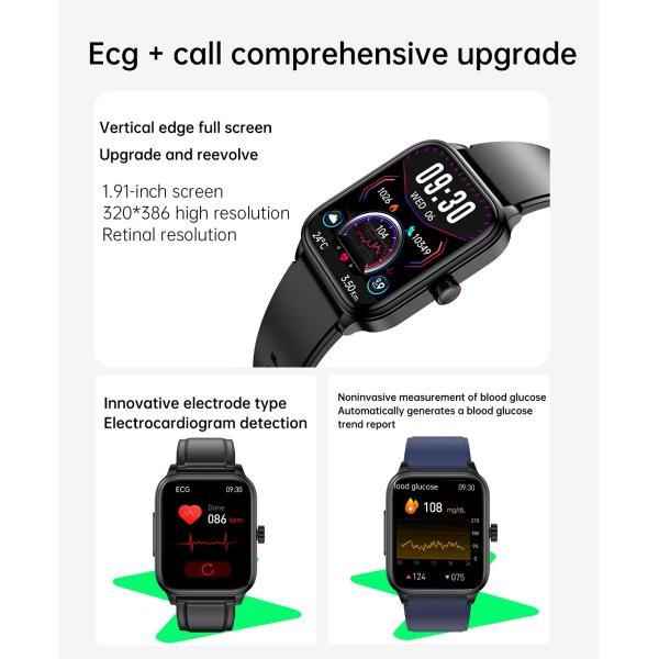 ET540 Health Monitoring Smart Watch 1.85 Inch BT Call Blood Oxygen Fitness For Men