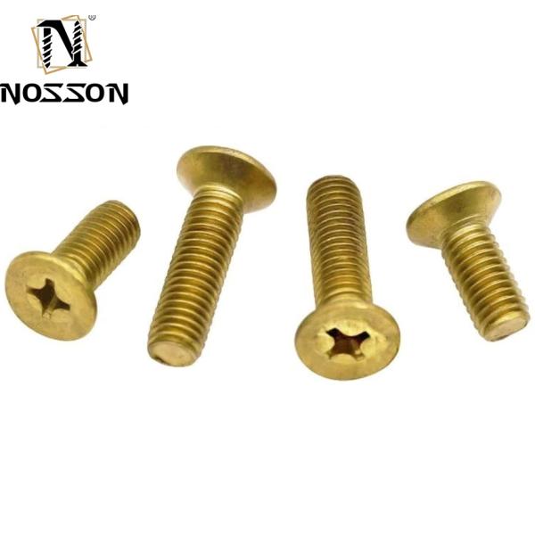 Flat Head Style M2-M8 Brass Phillips Countersunk Machine Screws with Excellent Durability and Plain Finish