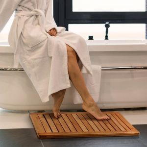 Bamboo Bathroom Supplies Bamboo Shower Floor Mat Non Slip 23.7 X 16 X 1 Inches