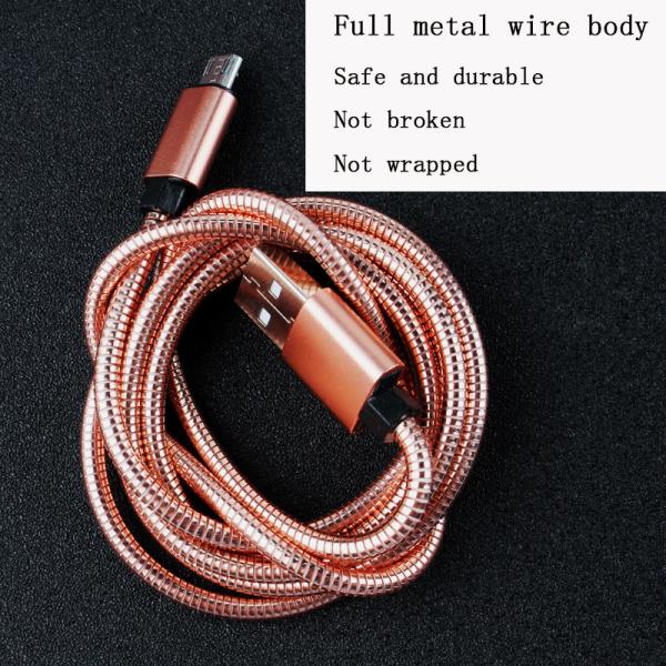Spring stainless steel metal braided usb data charging cable for iphone for HUAWEI samsung android High speed