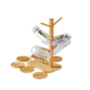 coffee cup glass cup bamboo hanger rack with mats