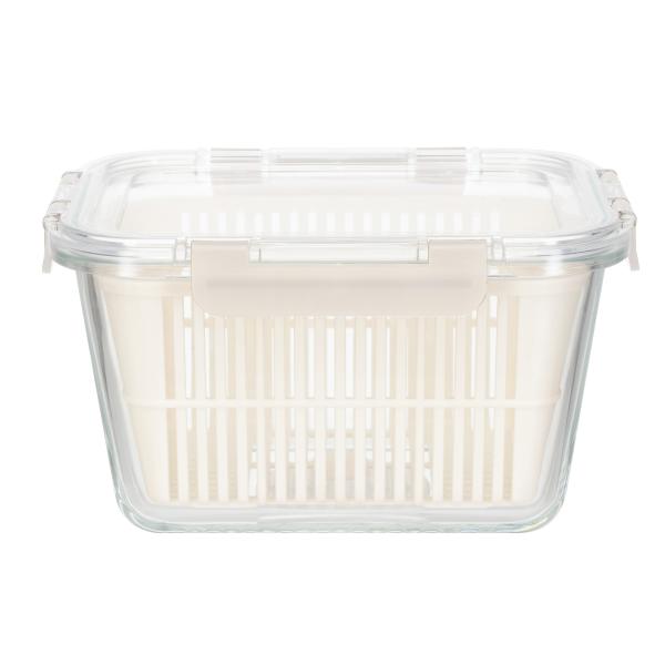 Buy 1800ml Rectangular Glass Food Container with Detachable Silicone Lid at wholesale prices
