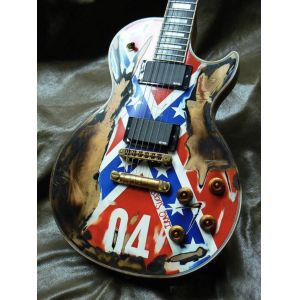 Custom LP Electric Guitar One Piece Body Neck RebelAged Guitar