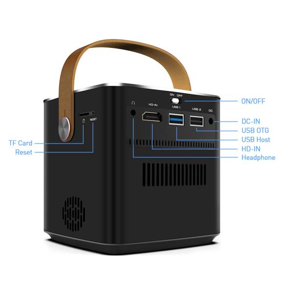 Flyin P12 1080P Max 4K Mini Projector 9000mAh Battery Outdoor Video 400 ANSI Lumens Android 9 2GB/16GB DLP Link 3D Proyector