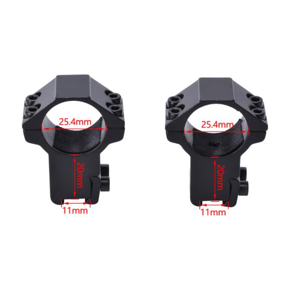 25.4mm Tube Diameter High Riser Scope Mount Double Ring in Aluminium for Long-Lasting