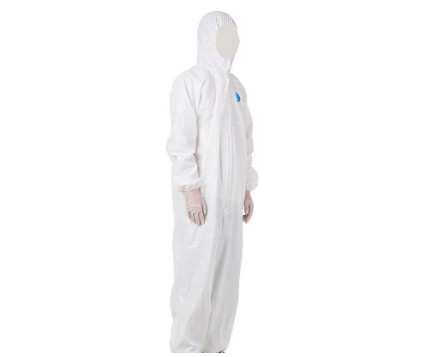 Buy White Blue Surgical Disposable Gown Lightweight Chemical Protective Coveralls at wholesale prices