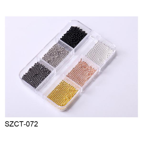 Wholesale 6 Grid Mixed Metal Round Bead nail charms in bulk Small Steel Balls 3d Nail Art Decorations Caviar Bead