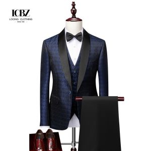 Custom Slim Fit Peaked Lapel Blazer 3 Pcs Two-piece Set for Men's Wedding/Formal