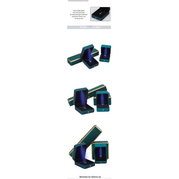 Bracelet Necklace Earring Ring Jewelry Box with Light Luxury Organizer Peacock Blue