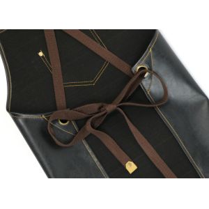 PU Leather Kitchen Cooking Apron Silver And Black Stitching Padded