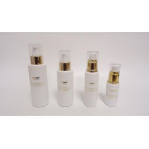 SGS 4oz Frosted Glass Lotion Bottle Containers Flat Shoulder With Spray Pump