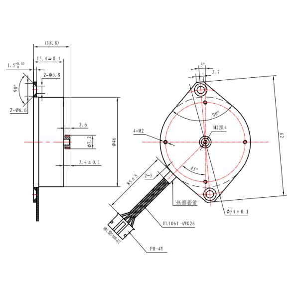 100mN.M 3.2V Pancake Stepper Motor 1.8 Degree Casun Flat Stepper