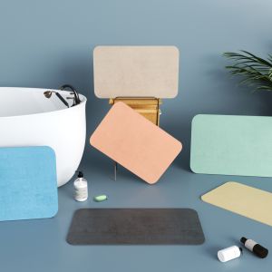 Quality Custom Stone Bath Mat with Water Absorb Function Solid Pattern White/Gray/Pink/Blue for sale