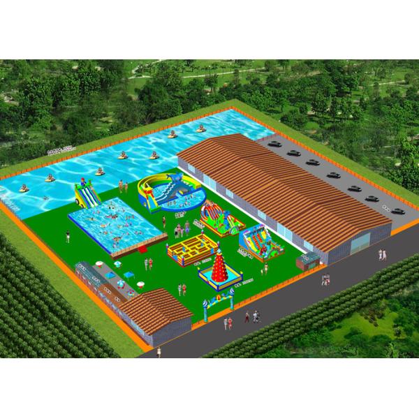 Buy Removeable Inflatable Water Park With Swimming Pool For Schools , Sports Arenas at wholesale prices