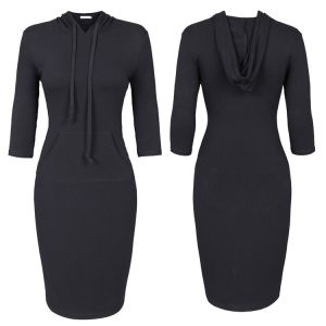 China Women knitted long sleeve with hood fashion dress on sale