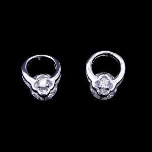 Fashion Jewelry Silver Cubic Zirconia Earrings / Hollowed Zircon Sterling Silver