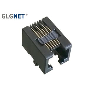 Black Plastic 6 Pin RJ11 Female Connector Tab Down Right Angle 90 Degrees