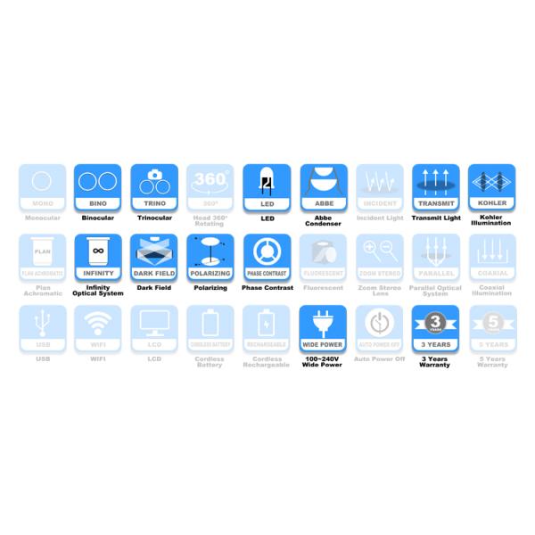 LED Light Source Compound Laboratory Optical Microscope A12.1502-T WF10x Trinocular
