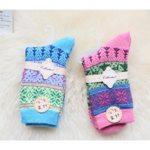 Quality Fancy christmas tree design high warmth OEM winter wool thick dress socks for female for sale