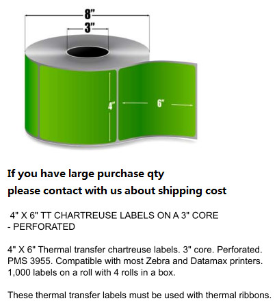 4"X6" Inch direct thermal label sticker paper Electronic balance paper, color printer labels Red Orange Yellow Green