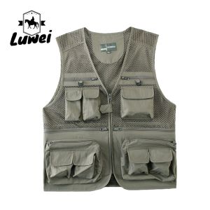 Summer Designer Casual Biker Multi-pocket Mesh Utility Breathable Sleeveless