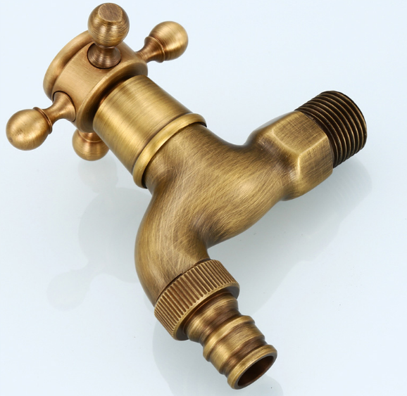Antique Brass Bibcock 4 6 Point CE Outdoor Water Tap And Sprayer