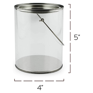 cornucopia clear plastic paint cans decorative craft pails quart 
