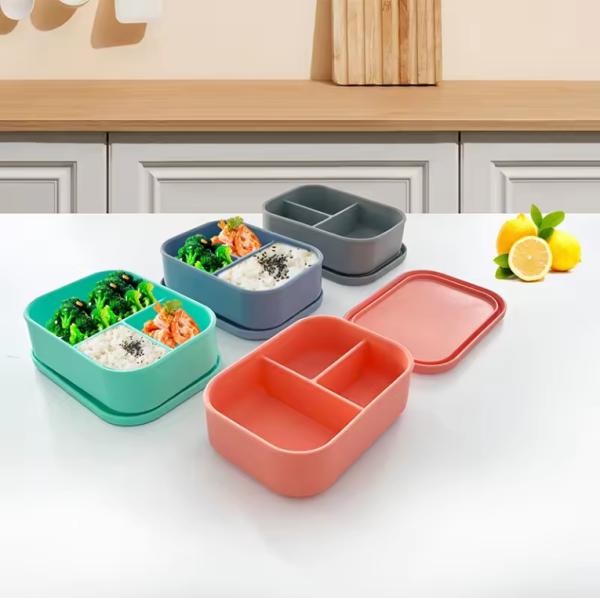Leak Proof Silicone Bento Lunch Box for Kids' Food Storage Capacity 0-1L and BPA FREE