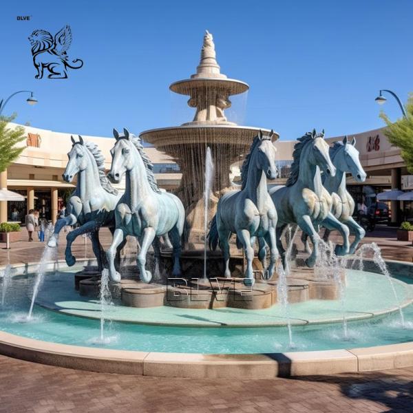 Life Size Bronze Horse Statues Water Fountain Large Outdoor Marble Fountains Square Garden Decoration Customized