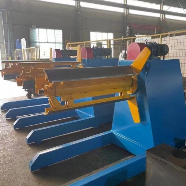 Fully Automatic 5 Tons Hydraulic Decoiler Machine With Loading Cart
