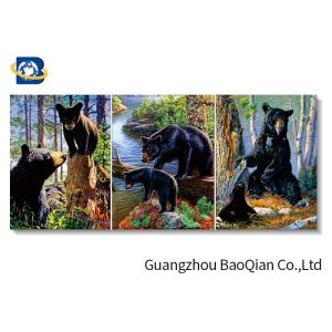 Quality Wall Art Stretched Picture Of Wild Animal Black Bear / Deer For Bedroom Decoration for sale