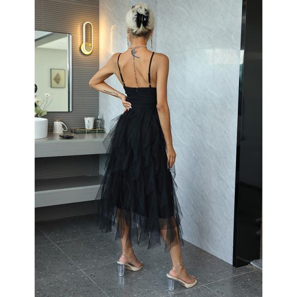 Black Strapless Layered Tulle Sexy Party Dress Unleash Inner Glamour With Solid Spaghetti Straps Dress