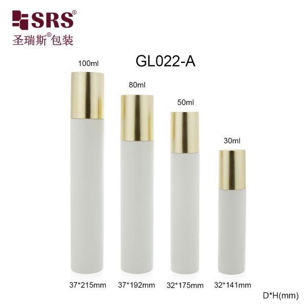 GL022 30ml 50ml 80ml 100ml Painted White Color Glass Bottle With Dropper Lotion Gold Cap Luxury For Skincare Facial Serum