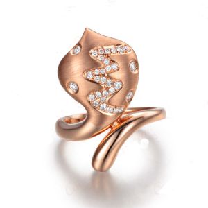 18K Rose Gold Diamonds Drop Pendant Earrings Ring Jewelry Set (GDSET004)