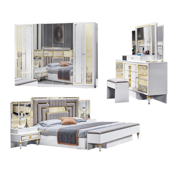 Wholesale High Quality Modern Wooden Frame Double Bed Home Master Room King Size Luxury Turkish Bedroom Furniture Set