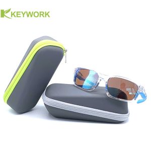Irregular cuboid Sports Sunglasses Case Waterproof PU Leather Metal Zipper