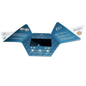 VIF Custom Hexagon LCD Video Brochure Custom Gift Video Greeting Cards 7'' Rechargeable Lithium Batteries