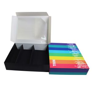 Holiday Rectangle Gift Packaging Cardboard Window Box With Custom Divider