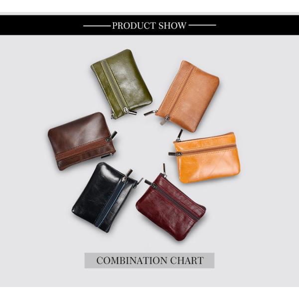 Genuine Leather Mini Multifunctional Coin Purse Retro Zipper Key Short Clutch Bag