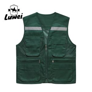 Custom Logo Thin Multiple-pockets Waistcoats Utility Reflectives Strip Road