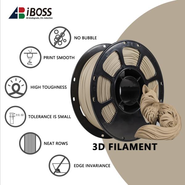 iBOSS PLA+ 3D Printer Filament 1.75mm Matte Wood 1kg Spool