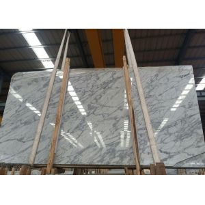 Natural Statuario Marble Tiles , Customized Size White Marble Floor Tile