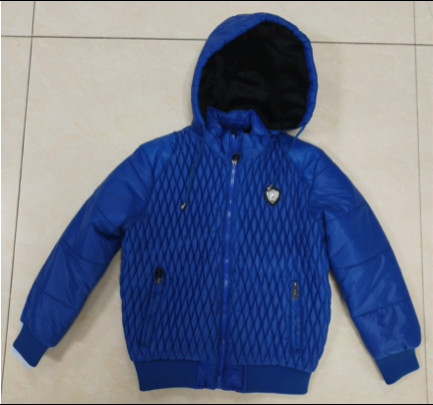Buy Blue Hooded Kids Padded Jacket Boys Adjustable Cuffs Anti Shrink at wholesale prices