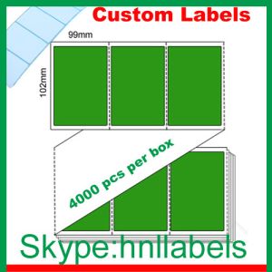 Quality Thermal Transfer Labels 102mmX99mm/1 Green Trans Fanfold Permanent, 4,000 per box for sale