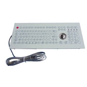 Flat scrachproof industrial membrane keyboard with trackball and functional keys