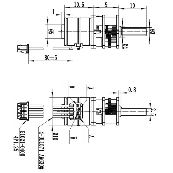 10mm Stepper Motor 2 Phase 18° Stepper Motor With Metal Gear Box