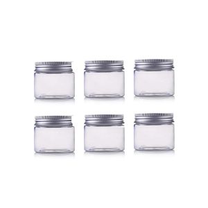 Plastic PET Empty Cosmetic Containers Jars With Silver Aluminum Lid