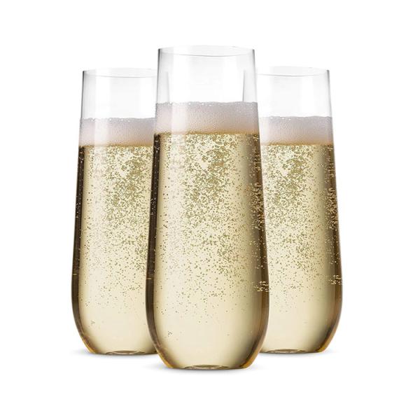 Buy Unbreakable Tritan Stemless Champagne Flutes Bar Plastic Champagne Fluted Glassware at wholesale prices