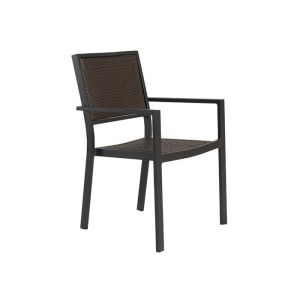 China Black Outdoor Dining Chair With Aluminum And PE Rattan For Garden Furniture on sale